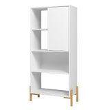 Manhattan Comfort Bowery Mid-Century Modern Bookcase White and Oak 308AMC157