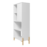 Manhattan Comfort Bowery Mid-Century Modern Bookcase White and Oak 308AMC157