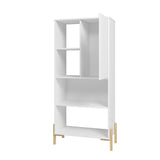 Manhattan Comfort Bowery Mid-Century Modern Bookcase White and Oak 308AMC157