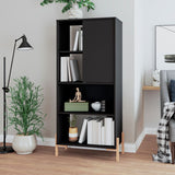 Manhattan Comfort Bowery Mid-Century Modern Bookcase Black and Oak 308AMC182