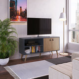 Amber 53.7 TV Stand in Blue and Nature 308GFX2 Manhattan Comfort