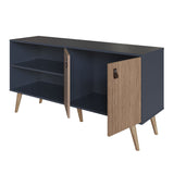 Amber 53.7 TV Stand in Blue and Nature 308GFX2 Manhattan Comfort