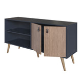 Amber 53.7 TV Stand in Blue and Nature 308GFX2 Manhattan Comfort