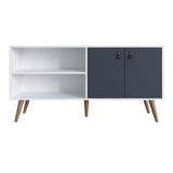 Amber 53.7 TV Stand in White and Blue 308GFX3 Manhattan Comfort