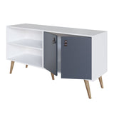 Amber 53.7 TV Stand in White and Blue 308GFX3 Manhattan Comfort