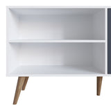 Amber 53.7 TV Stand in White and Blue 308GFX3 Manhattan Comfort