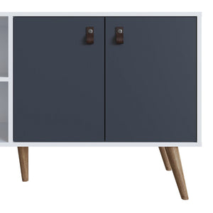 Amber 53.7 TV Stand in White and Blue 308GFX3 Manhattan Comfort