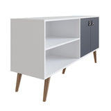 Amber 53.7 TV Stand in White and Blue 308GFX3 Manhattan Comfort