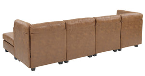 English Elm Faux Leather Modular Sectional Sofa Flexible Pu Upholstered Living Room Seating B2748S00045