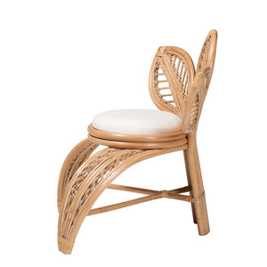 English Elm Modern Rattan Openwork Leaf Accent Chair Bohemian Sculptural Seat for Living Room B2750P467688