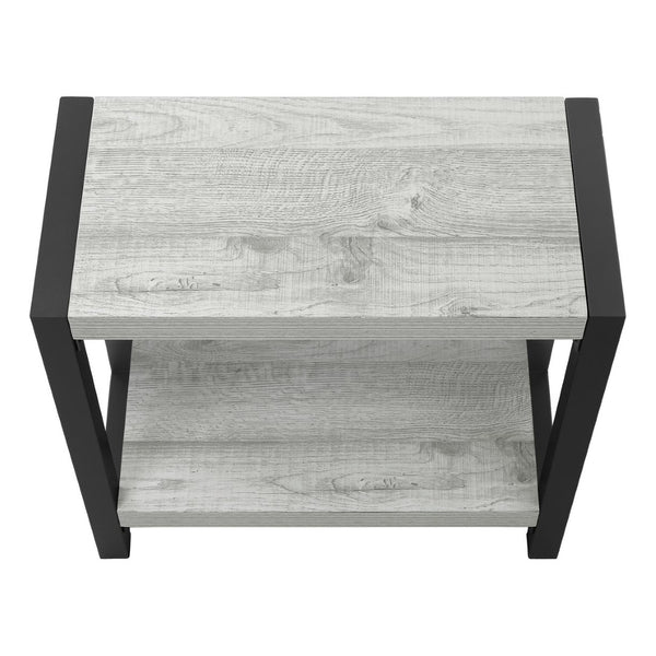 English Elm Accent Table Two Tier Narrow Black Laminate Metal Legs Modern Living Room Bedside B2710P218938