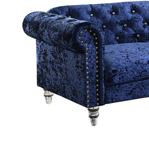English Elm Anina Blue Velvet Sofa with Plush Foam & Fiber Fill, 100% Polyester Upholstery, Modern Accent Chair B201P299739
