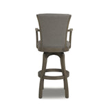 English Elm Williams 31In Swivel Bar Stool With Armrests, Heathered Grey Linen