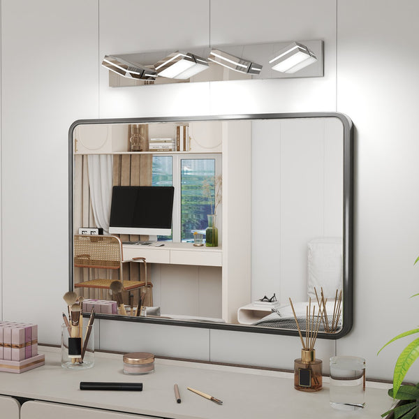 English Elm Modern Chrome Led Vanity Light - 4-Light Wall Sconce For Effortless Elegance In Bathrooms & More W2312P374920