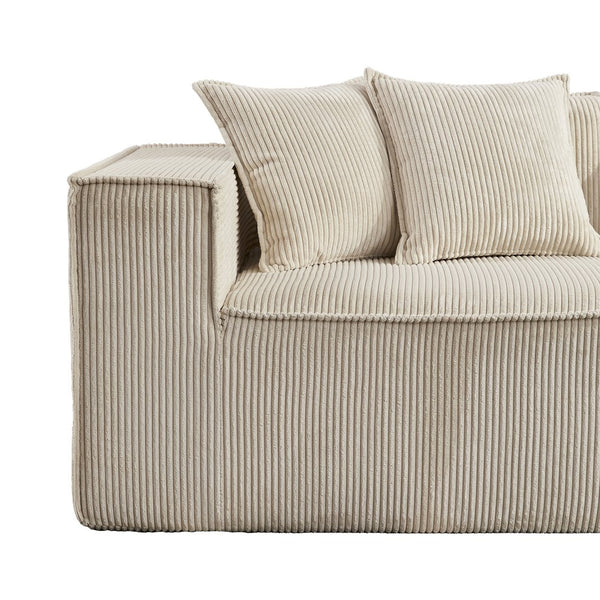 English Elm 78.74" Modular Sectional Sofa with Corduroy Upholstery, High-Density Foam Comfort, Modern Compact Couch W1036S00061