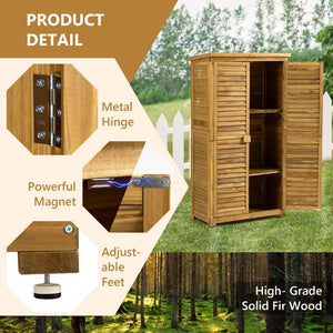 English Elm Outdoor Fir Wood Vertical Storage Shed with Lockable Door and Waterproof Sloped Roof W1422P233383