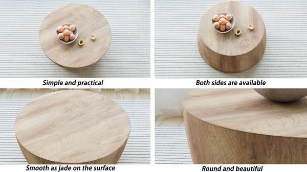 English Elm 31.5" Round Drum Coffee Table Mdf Wood Grain Modern Industrial Living Room Accent W3732P495748