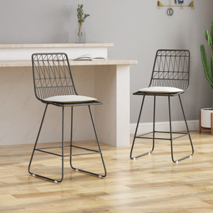 English Elm Christopher Knight Home® - Niez Counter Stools Set Of 2 - Modern Café Style With Water-Resistant Cushions & Sturdy Design P2 63918.00GRYIVY-GIGA