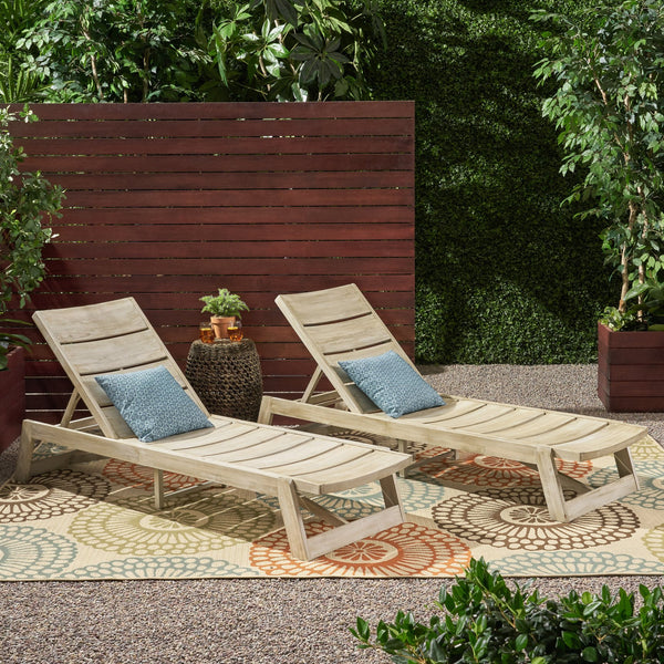 English Elm Christopher Knight Home® - Maki Chaise Lounge Set Of 2 – Stylish Outdoor Comfort With Weather-Resistant Acacia Wood Design 70998.00LGRY