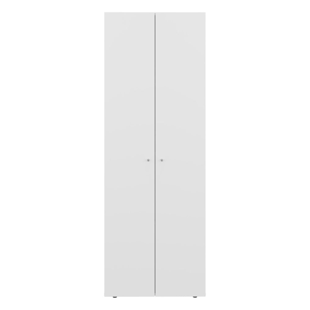 English Elm White 2-Door Tall Wardrobe Cabinet - Stylish Vertical Storage With 4 Adjustable Shelves For Organization B062P373786-GIGA
