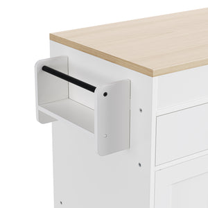 English Elm K&K 74.5" Kitchen Island with 27" Extendable Dining Table, 4-Door Storage, 2 Drawers, Rolling Cart Off White N707S000009W