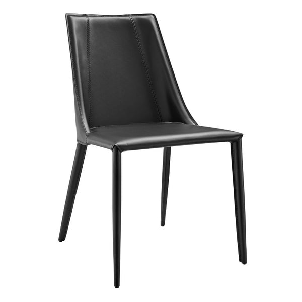 EuroStyle Kalle Leather Upholstered Dining Side Chair with Steel Frame for Modern Interiors Black 30914-BLK-MP1