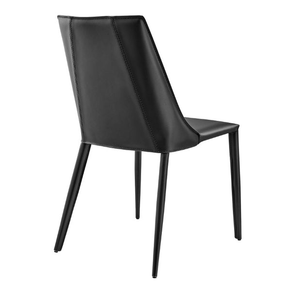 EuroStyle Kalle Leather Upholstered Dining Side Chair with Steel Frame for Modern Interiors Black 30914-BLK-MP1