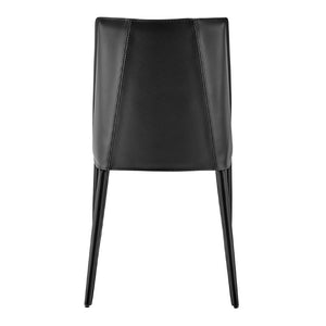 EuroStyle Kalle Leather Upholstered Dining Side Chair with Steel Frame for Modern Interiors Black 30914-BLK-MP1