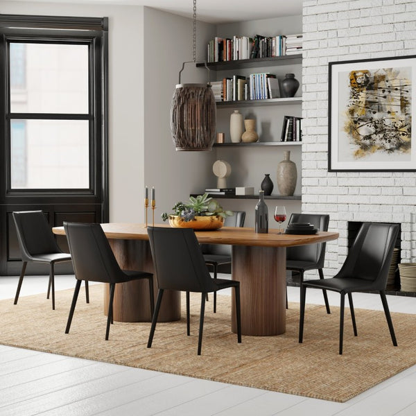 EuroStyle Kalle Leather Upholstered Dining Side Chair with Steel Frame for Modern Interiors Black 30914-BLK-MP1