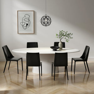 EuroStyle Kalle Leather Upholstered Dining Side Chair with Steel Frame for Modern Interiors Black 30914-BLK-MP1