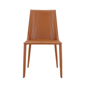 EuroStyle Kalle Leather Upholstered Dining Side Chair with Steel Frame for Modern Interiors Dark Caramel 30914-COG-MP1
