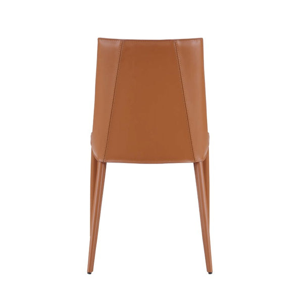 EuroStyle Kalle Leather Upholstered Dining Side Chair with Steel Frame for Modern Interiors Dark Caramel 30914-COG-MP1