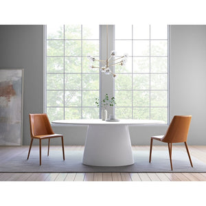 EuroStyle Kalle Leather Upholstered Dining Side Chair with Steel Frame for Modern Interiors Dark Caramel 30914-COG-MP1