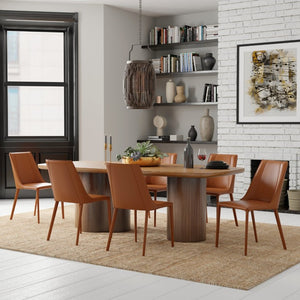 EuroStyle Kalle Leather Upholstered Dining Side Chair with Steel Frame for Modern Interiors Dark Caramel 30914-COG-MP1