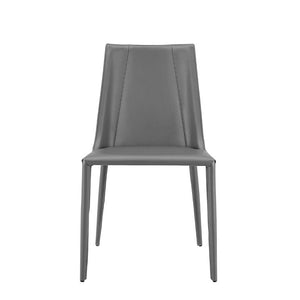 EuroStyle Kalle Leather Upholstered Dining Side Chair with Steel Frame for Modern Interiors Gray 30914-GRY-MP1