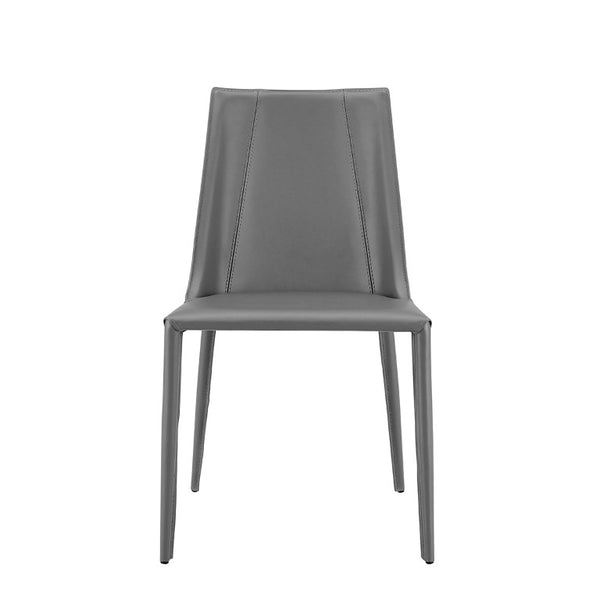 EuroStyle Kalle Leather Upholstered Dining Side Chair with Steel Frame for Modern Interiors Gray 30914-GRY-MP1