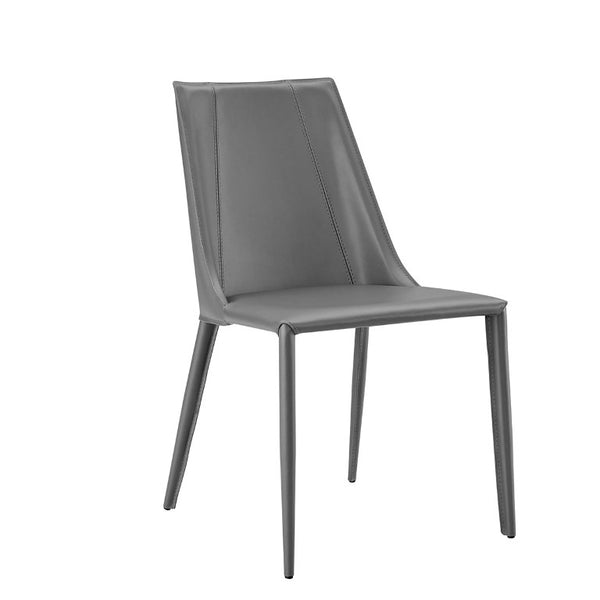 EuroStyle Kalle Leather Upholstered Dining Side Chair with Steel Frame for Modern Interiors Gray 30914-GRY-MP1