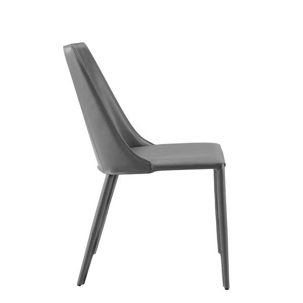 EuroStyle Kalle Leather Upholstered Dining Side Chair with Steel Frame for Modern Interiors Gray 30914-GRY-MP1