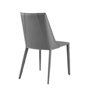 EuroStyle Kalle Leather Upholstered Dining Side Chair with Steel Frame for Modern Interiors Gray 30914-GRY-MP1
