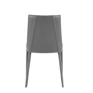 EuroStyle Kalle Leather Upholstered Dining Side Chair with Steel Frame for Modern Interiors Gray 30914-GRY-MP1
