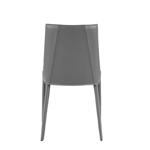 EuroStyle Kalle Leather Upholstered Dining Side Chair with Steel Frame for Modern Interiors Gray 30914-GRY-MP1