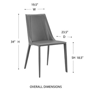 EuroStyle Kalle Leather Upholstered Dining Side Chair with Steel Frame for Modern Interiors Gray 30914-GRY-MP1