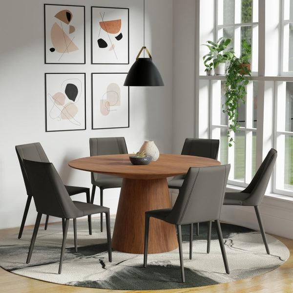 EuroStyle Kalle Leather Upholstered Dining Side Chair with Steel Frame for Modern Interiors Gray 30914-GRY-MP1