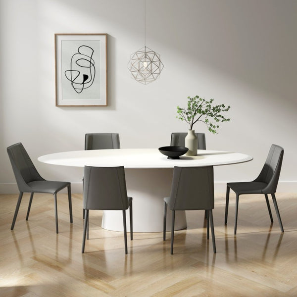 EuroStyle Kalle Leather Upholstered Dining Side Chair with Steel Frame for Modern Interiors Gray 30914-GRY-MP1
