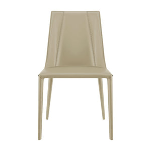 EuroStyle Kalle Leather Upholstered Dining Side Chair with Steel Frame for Modern Interiors Taupe 30914-LTGRY-MP1