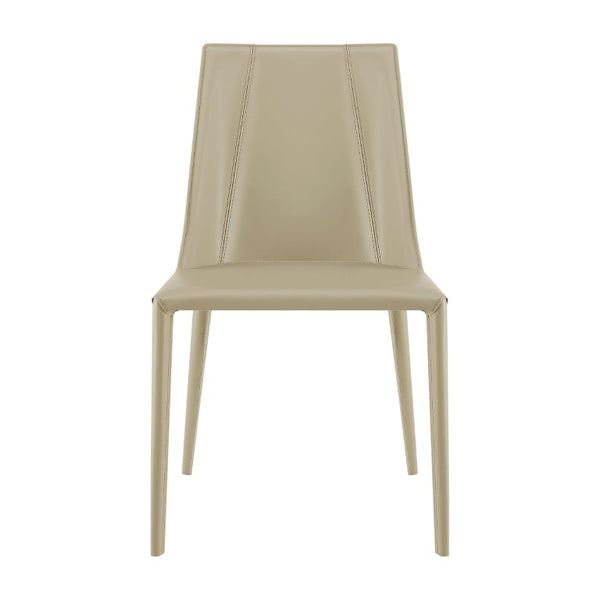 EuroStyle Kalle Leather Upholstered Dining Side Chair with Steel Frame for Modern Interiors Taupe 30914-LTGRY-MP1