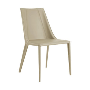 EuroStyle Kalle Leather Upholstered Dining Side Chair with Steel Frame for Modern Interiors Taupe 30914-LTGRY-MP1