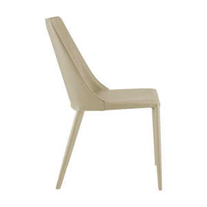 EuroStyle Kalle Leather Upholstered Dining Side Chair with Steel Frame for Modern Interiors Taupe 30914-LTGRY-MP1