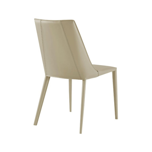 EuroStyle Kalle Leather Upholstered Dining Side Chair with Steel Frame for Modern Interiors Taupe 30914-LTGRY-MP1