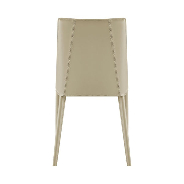 EuroStyle Kalle Leather Upholstered Dining Side Chair with Steel Frame for Modern Interiors Taupe 30914-LTGRY-MP1